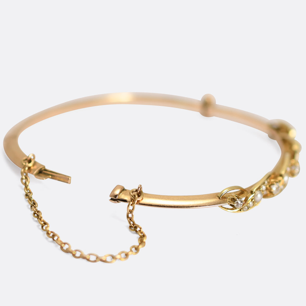 Victorian Diamond & Pearl Bangle