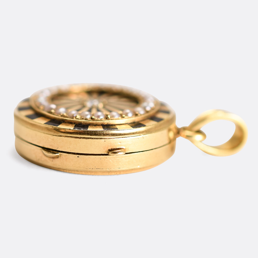 Victorian Diamond, Pearl & Enamel Family Locket