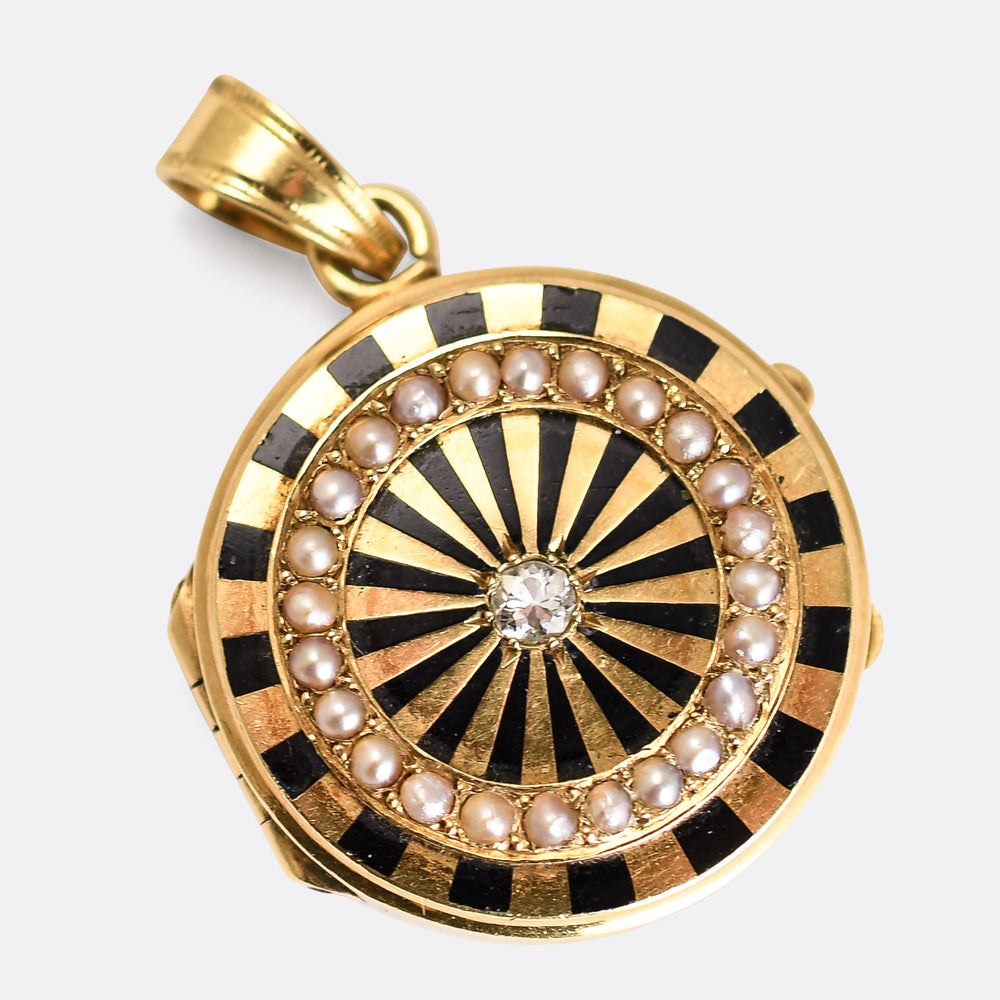 Victorian Diamond, Pearl & Enamel Family Locket