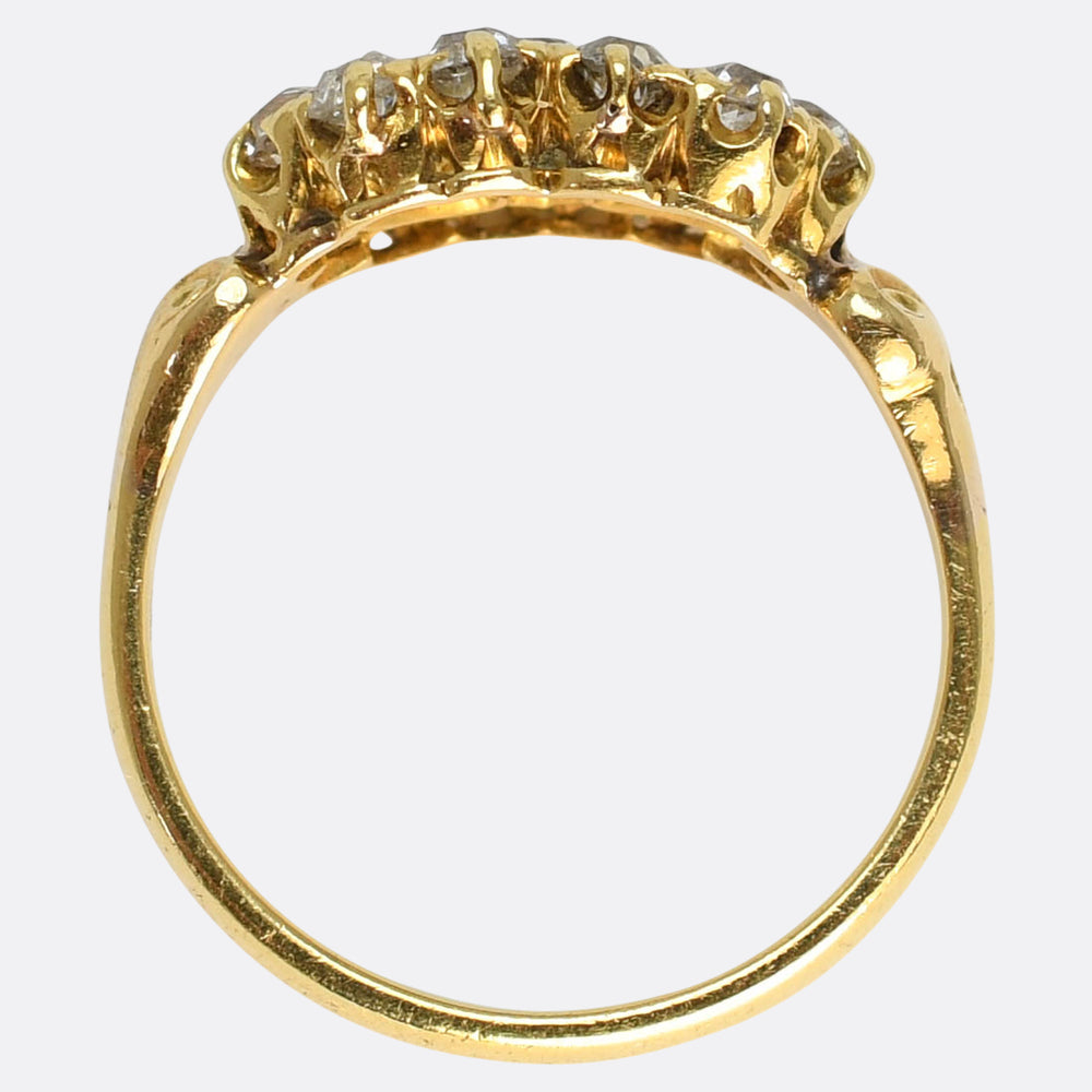 Victorian Diamond, Ruby & Sapphire Double Heart Ring