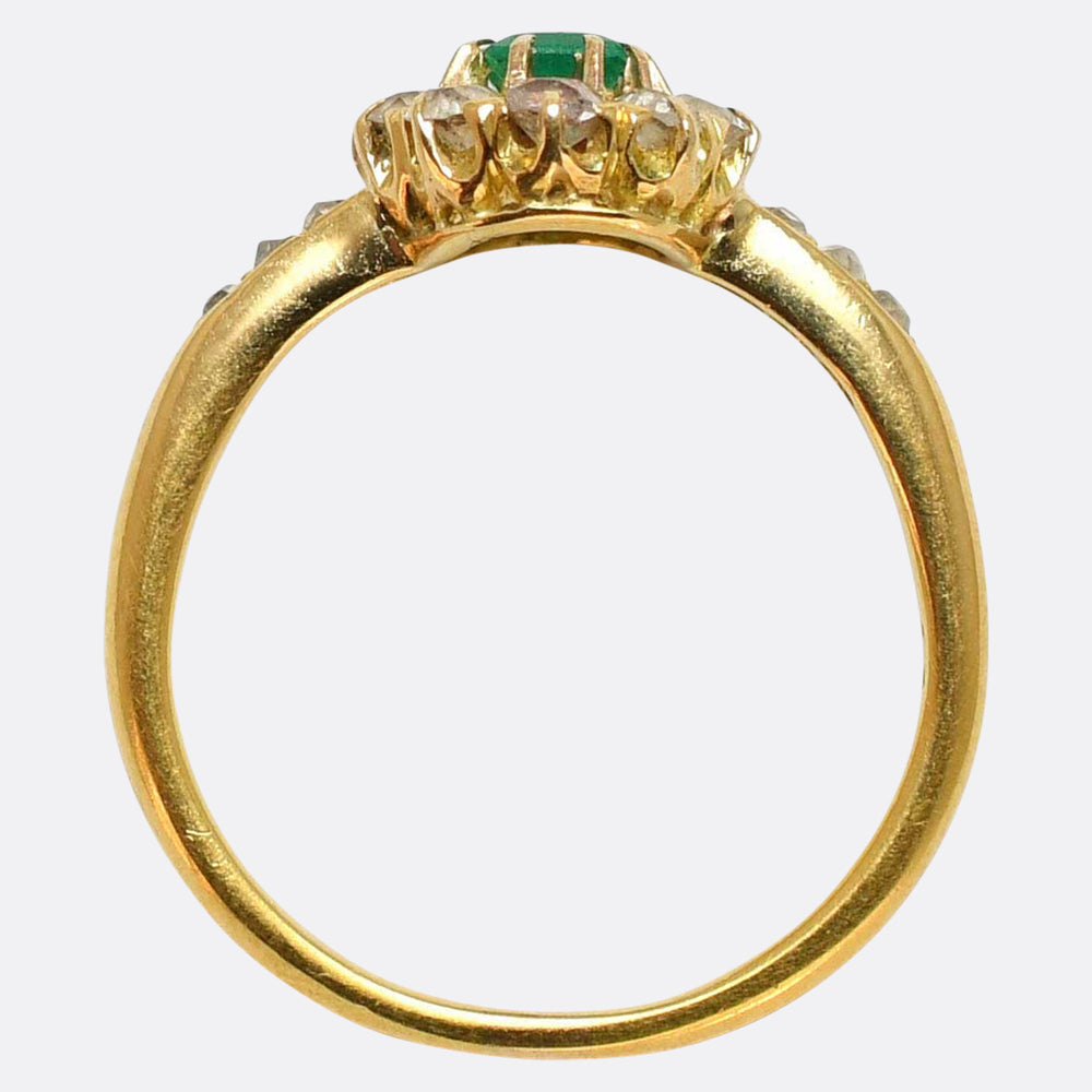 Victorian Emerald & Diamond Cluster Ring