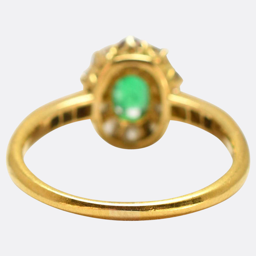 Victorian Emerald & Diamond Cluster Ring