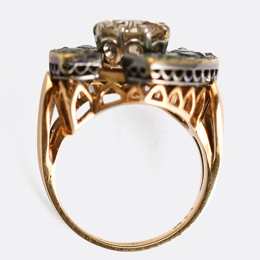 Victorian Emerald & Diamond Horseshoe Ring