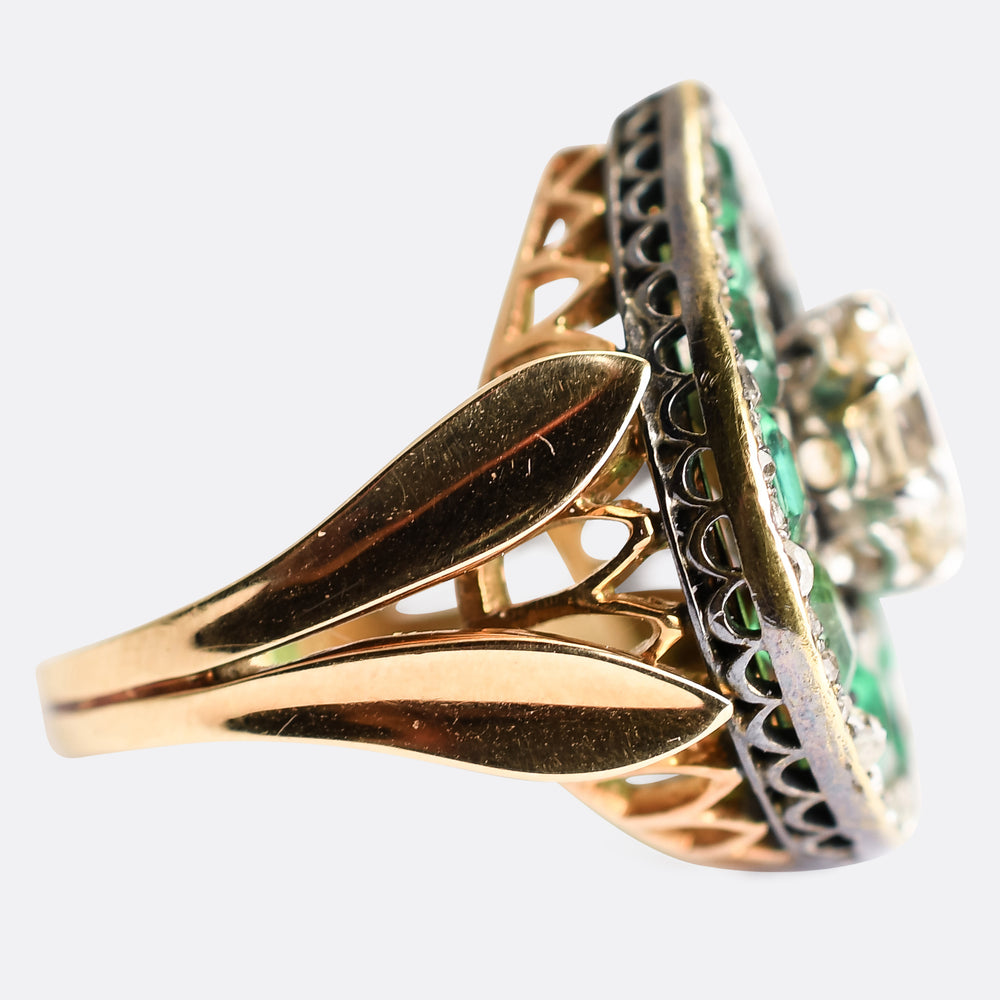 Victorian Emerald & Diamond Horseshoe Ring