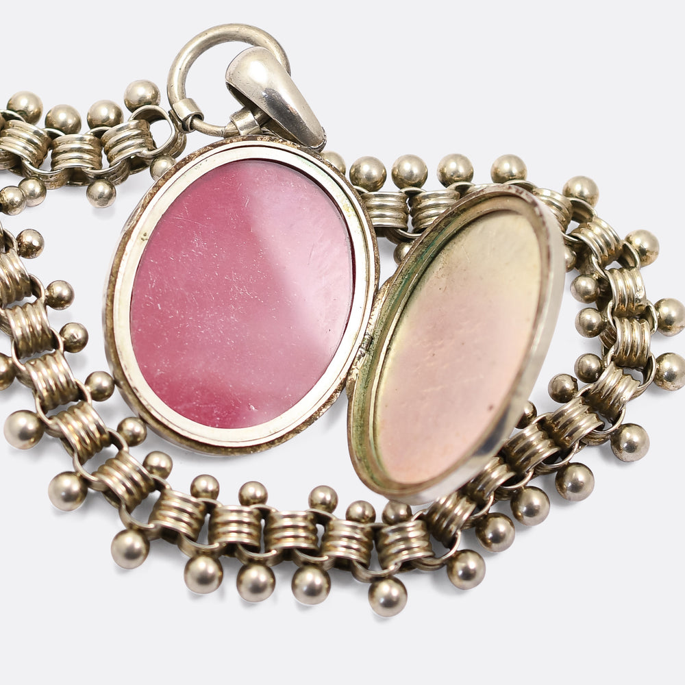 Victorian Enamelled Swallow Locket & Collar