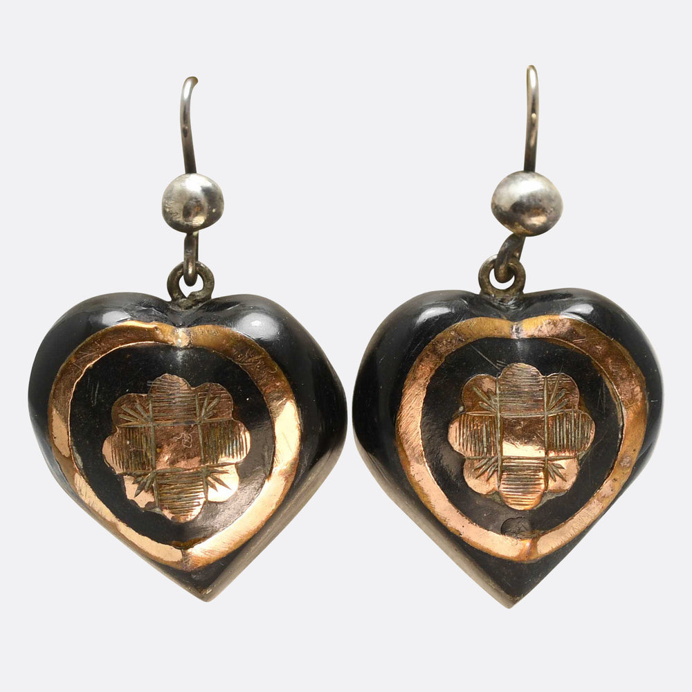 Victorian Floral Pique Heart Earrings