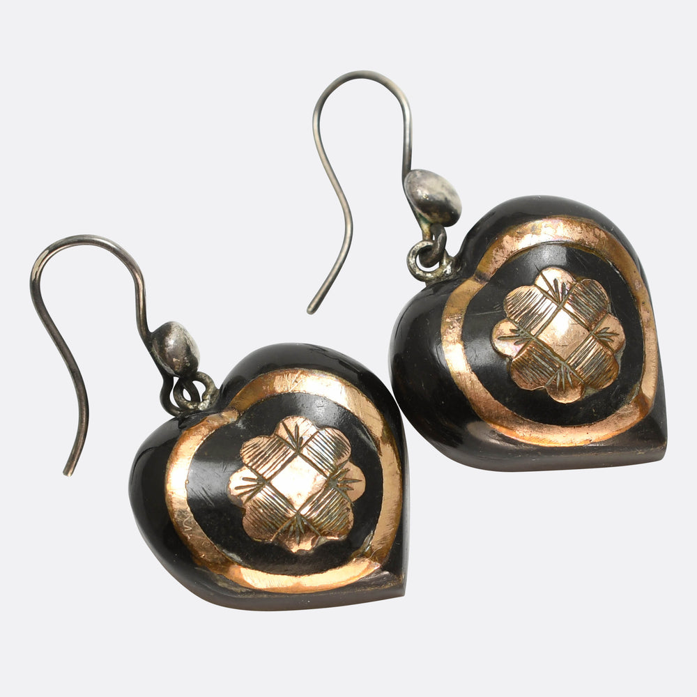 Victorian Floral Pique Heart Earrings