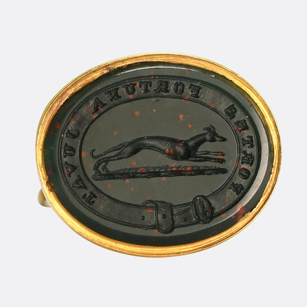 Victorian Fortune Favours the Bold Dog Fob Pendant