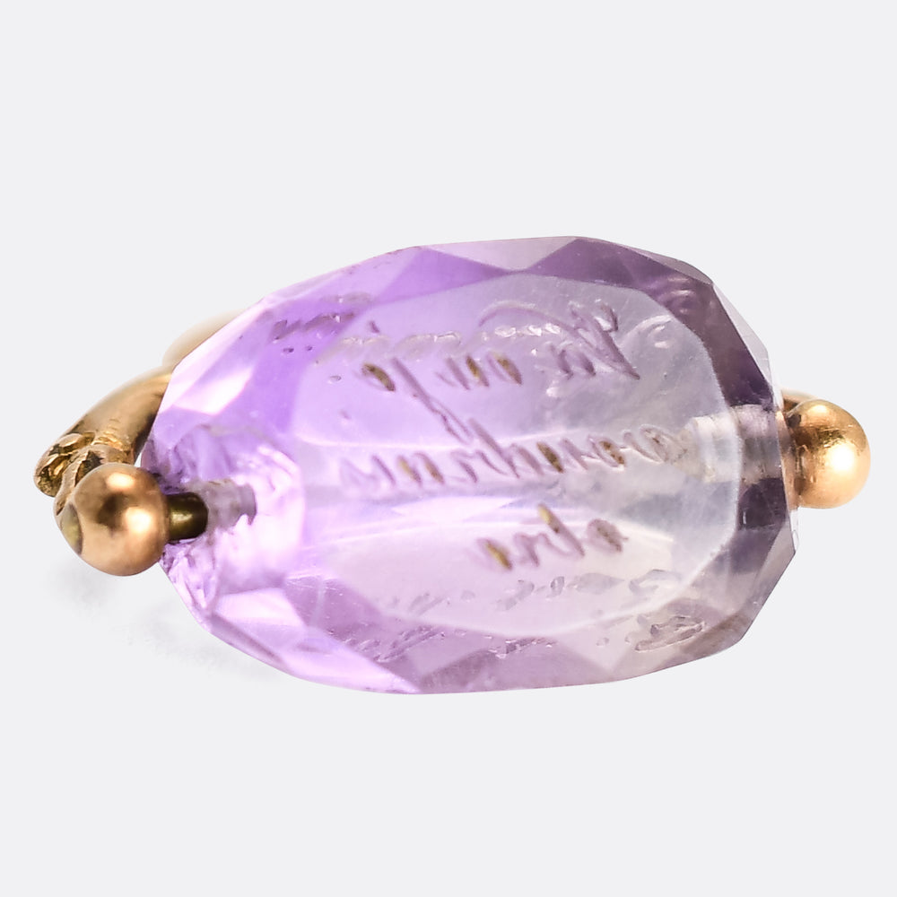 Victorian French Amethyst Love Token Spinner Fob Pendant