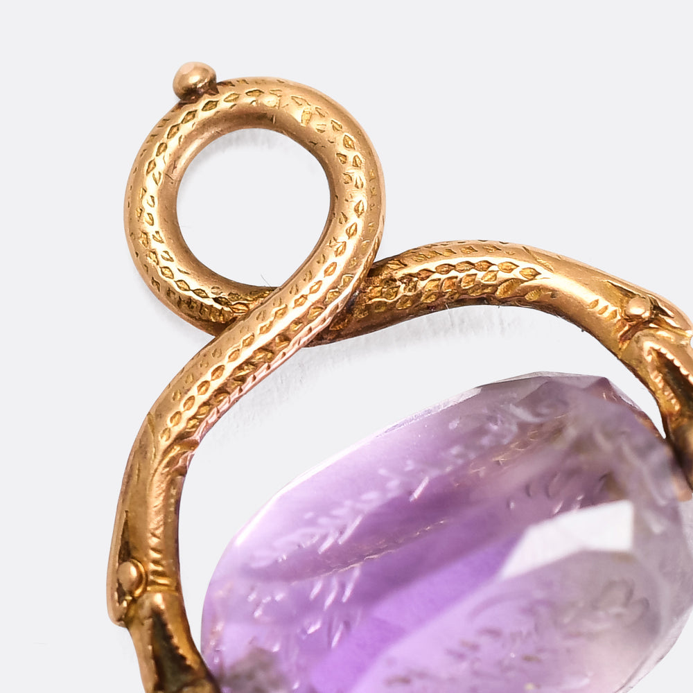 Victorian French Amethyst Love Token Spinner Fob Pendant