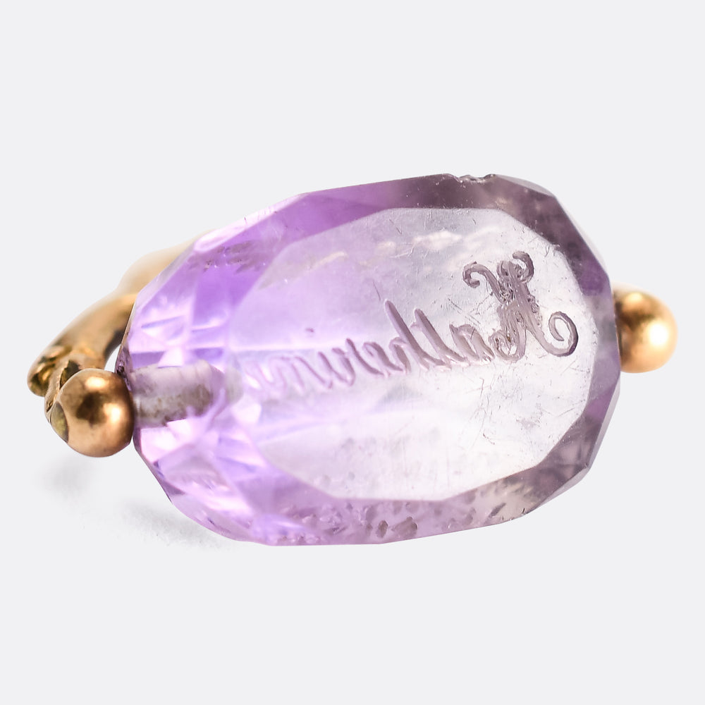 Victorian French Amethyst Love Token Spinner Fob Pendant