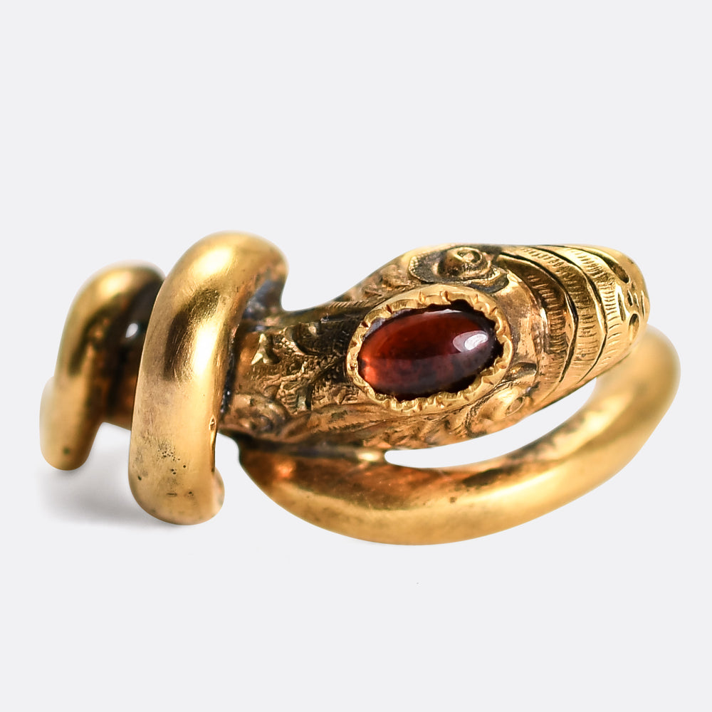 Victorian Garnet Coiled Snake Ring