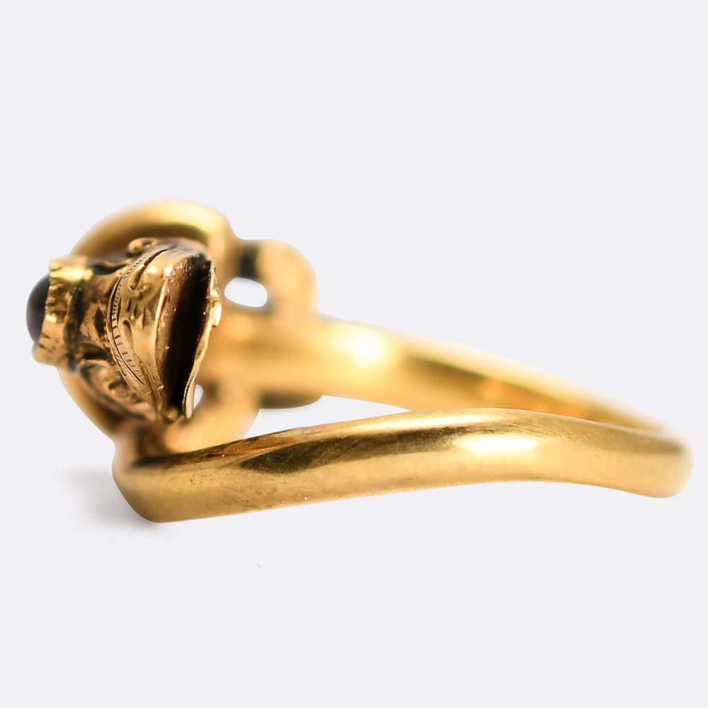 Victorian Garnet Coiled Snake Ring