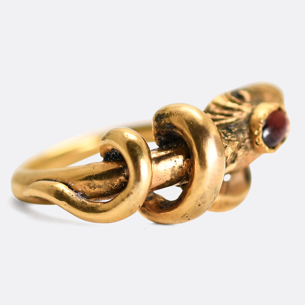 Victorian Garnet Coiled Snake Ring