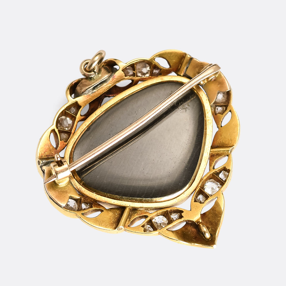 Victorian Garnet, Diamond & Enamel Pendant