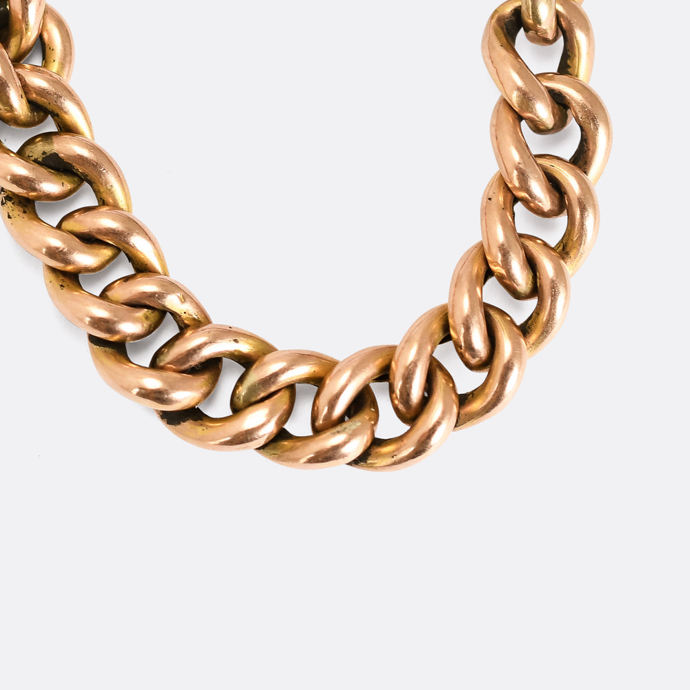 Victorian Gold Curb-Link Bracelet with Heart Padlock