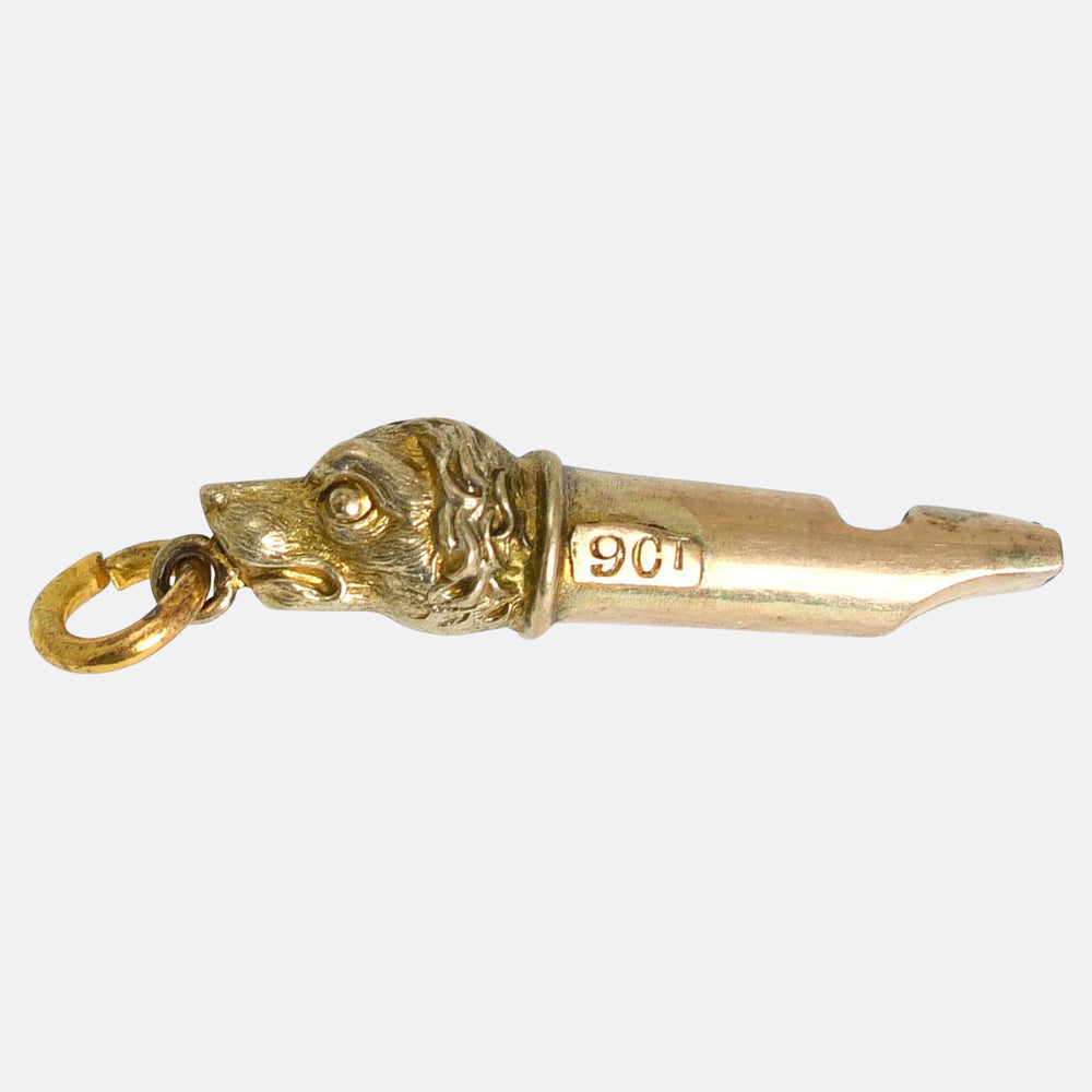 Victorian Gold Dog Whistle Pendant