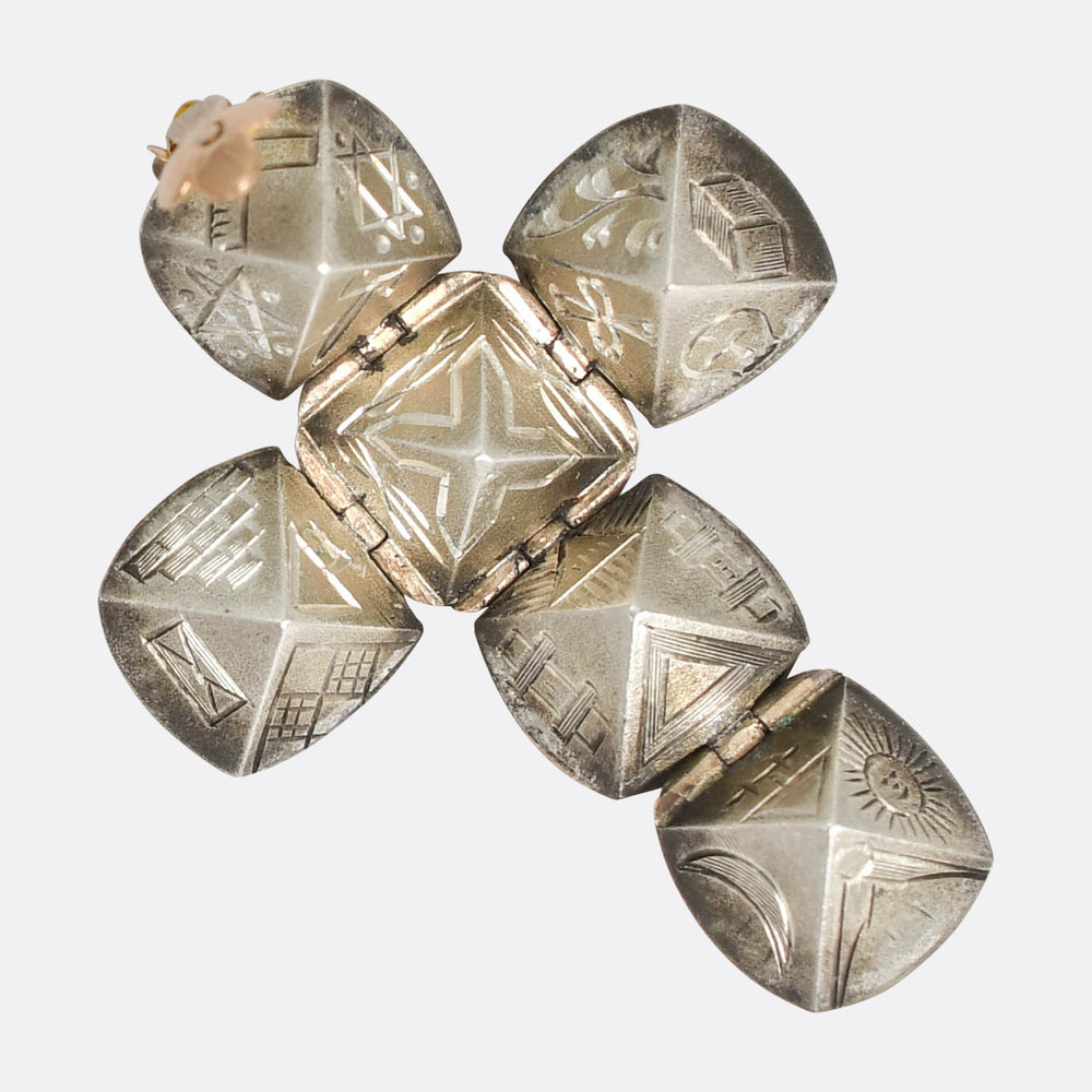 Victorian Gold & Silver Masonic Orb Pendant