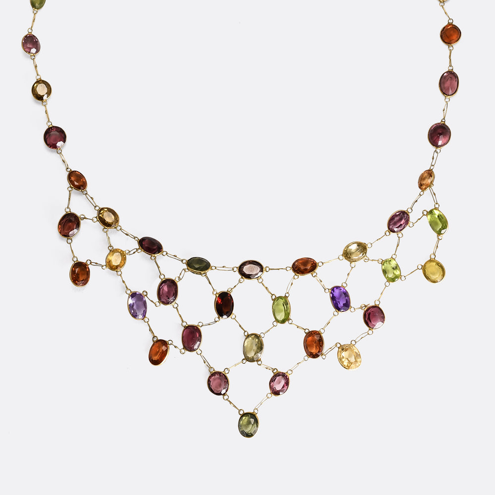 Victorian Harlequin Multigem Fringe Necklace