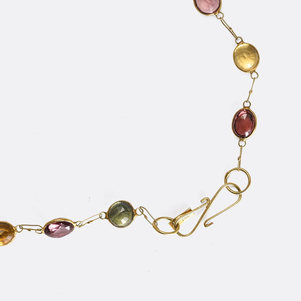 Victorian Harlequin Multigem Fringe Necklace