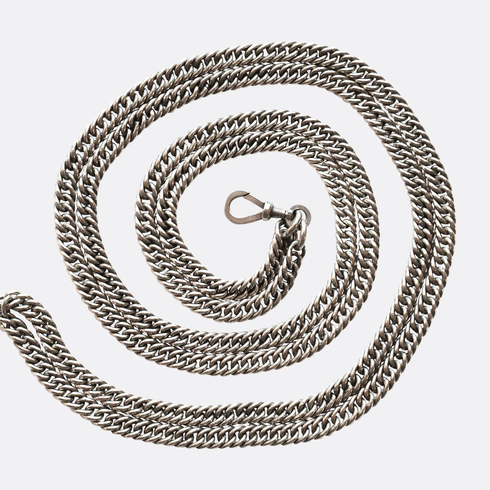 Victorian Heavy Silver Guard Chain 60