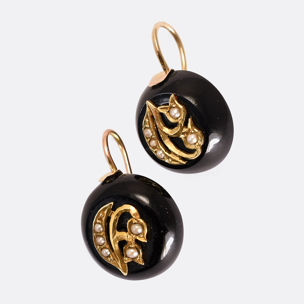 Victorian Jet Lily Of The Valley Earrings