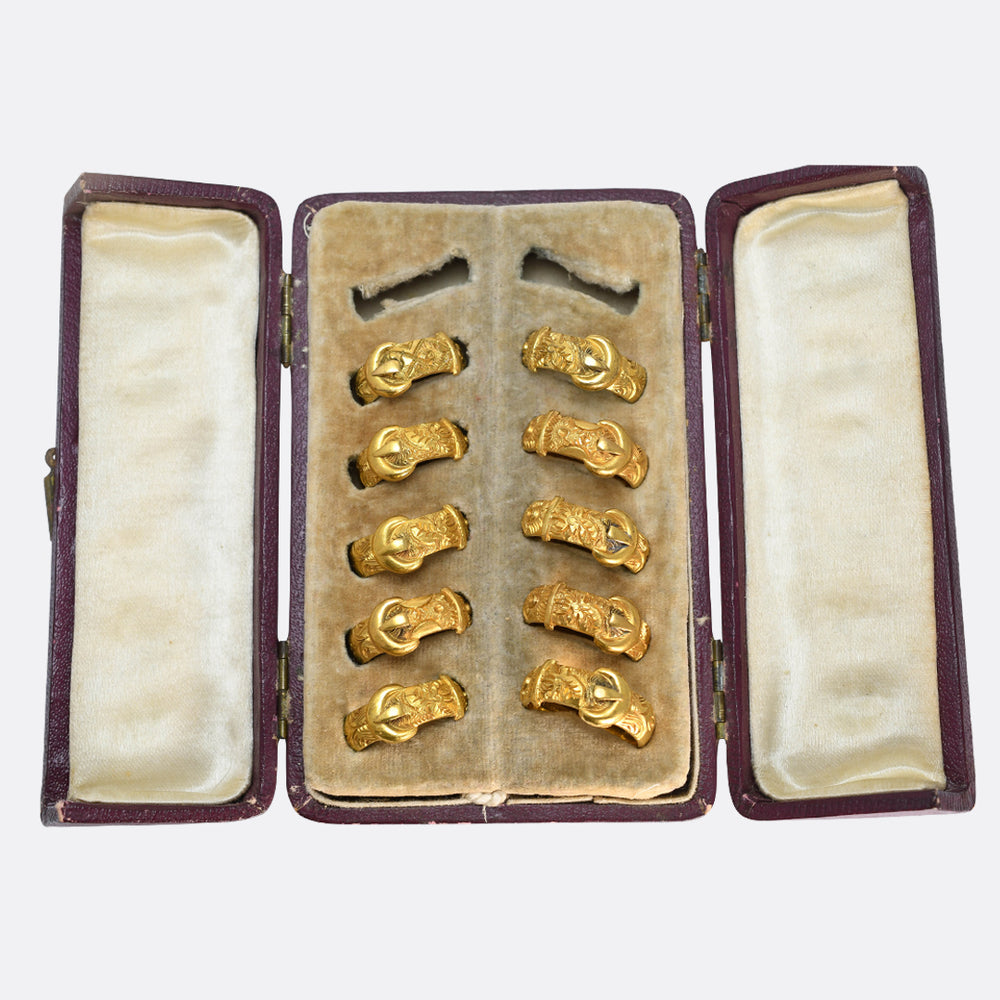 Victorian Jeweller's Sample Case of Buckle Rings