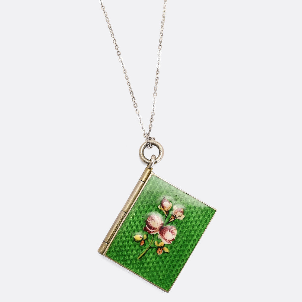 Victorian Language of Flowers Book Locket Charm