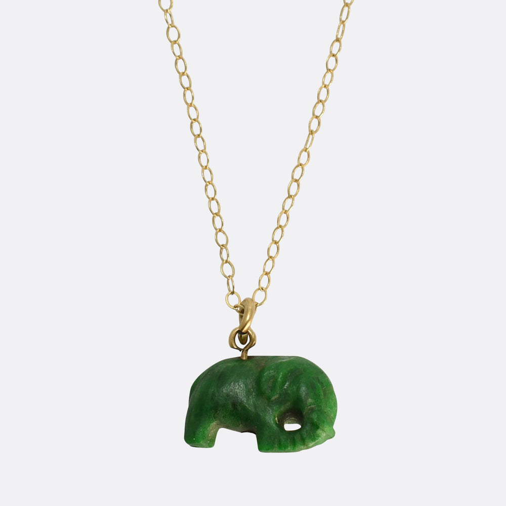 Victorian Miniature Malachite Elephant Charm