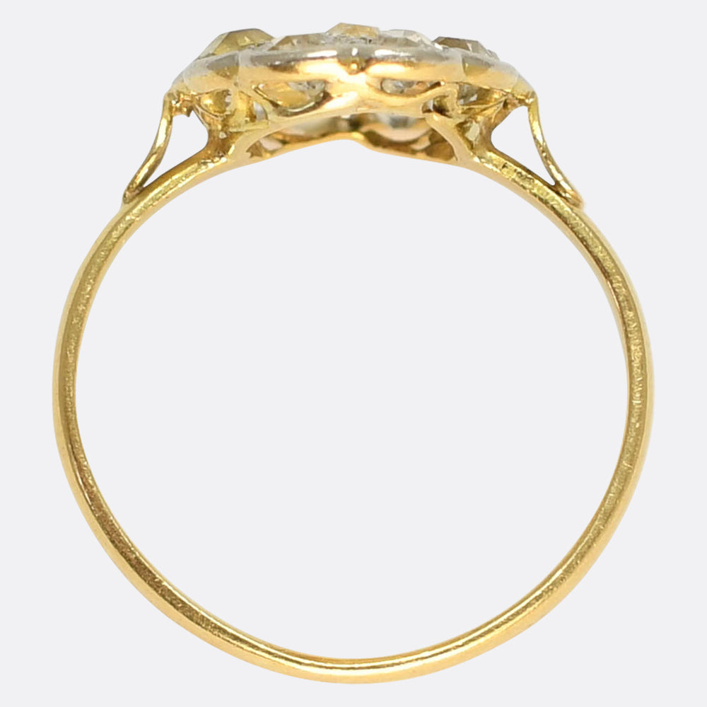 Victorian Mixed Cut Diamond Panel Cluster Ring