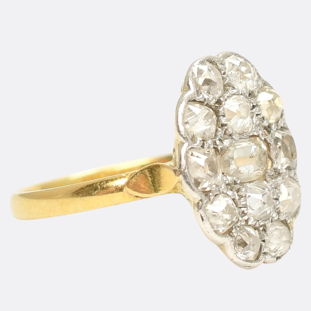 Victorian Mixed Cut Diamond Panel Cluster Ring