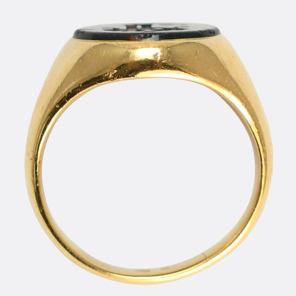 Victorian Monogram Intaglio Bloodstone Signet Ring
