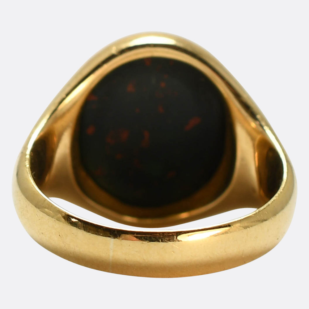 Victorian Monogram Intaglio Bloodstone Signet Ring