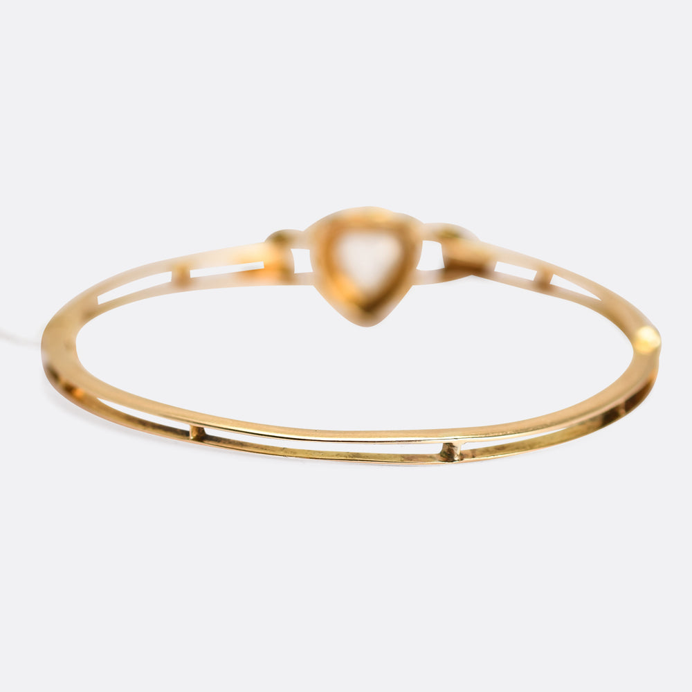 Victorian Moonstone & Pearl Heart Bangle