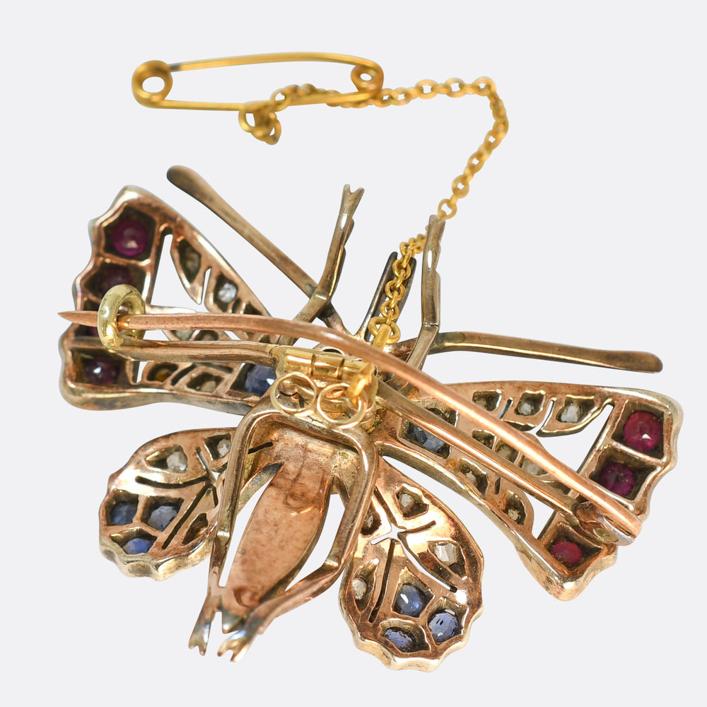 Victorian Multi-Gem Butterfly Brooch Pendant