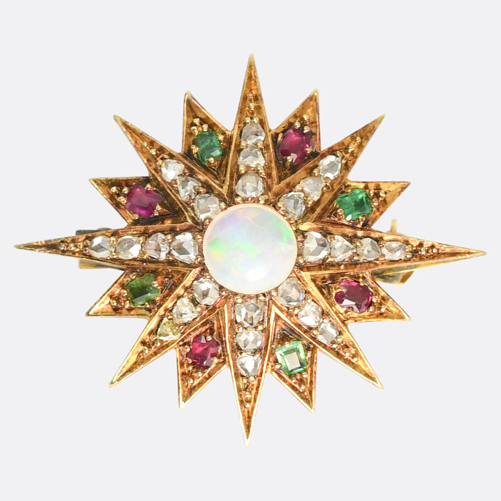 Victorian Multi-Gem Star Brooch