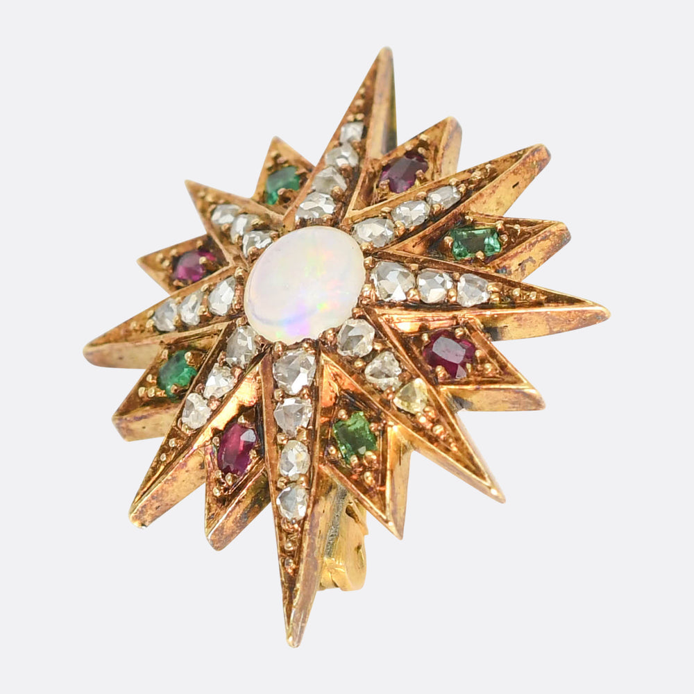 Victorian Multi-Gem Star Brooch