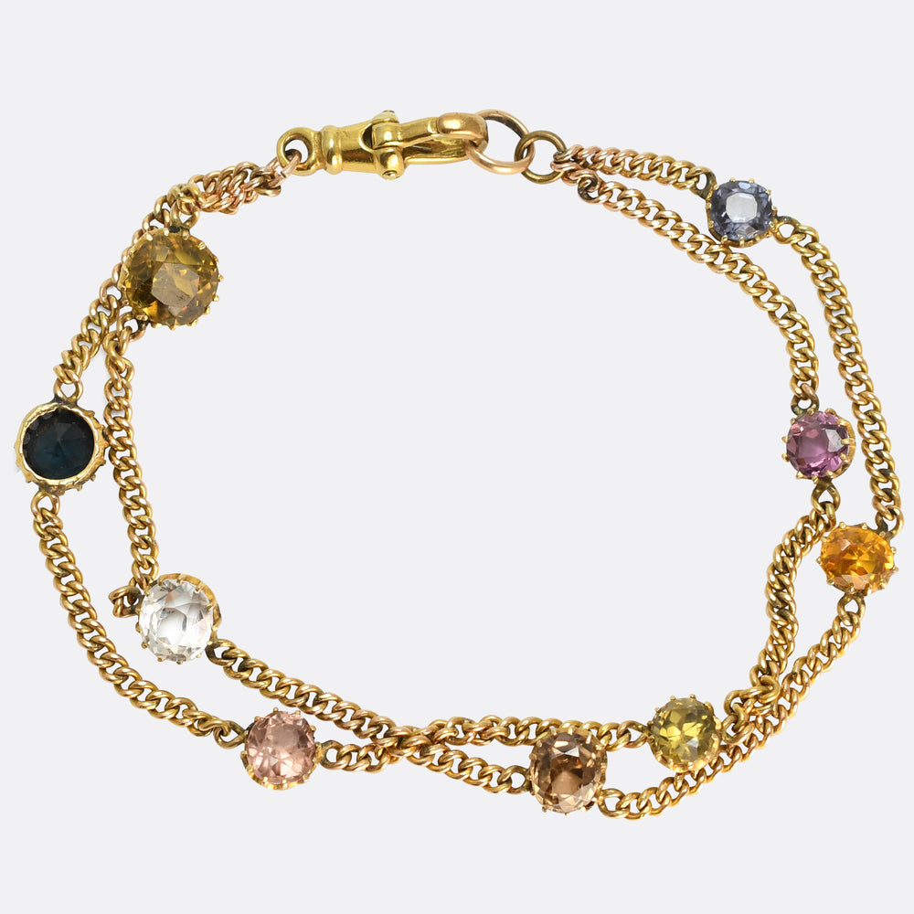 Victorian Multi-Sapphire Double Chain Bracelet