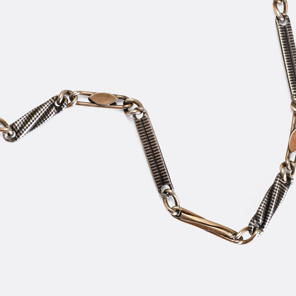 Victorian Niello Silver Chain, 26