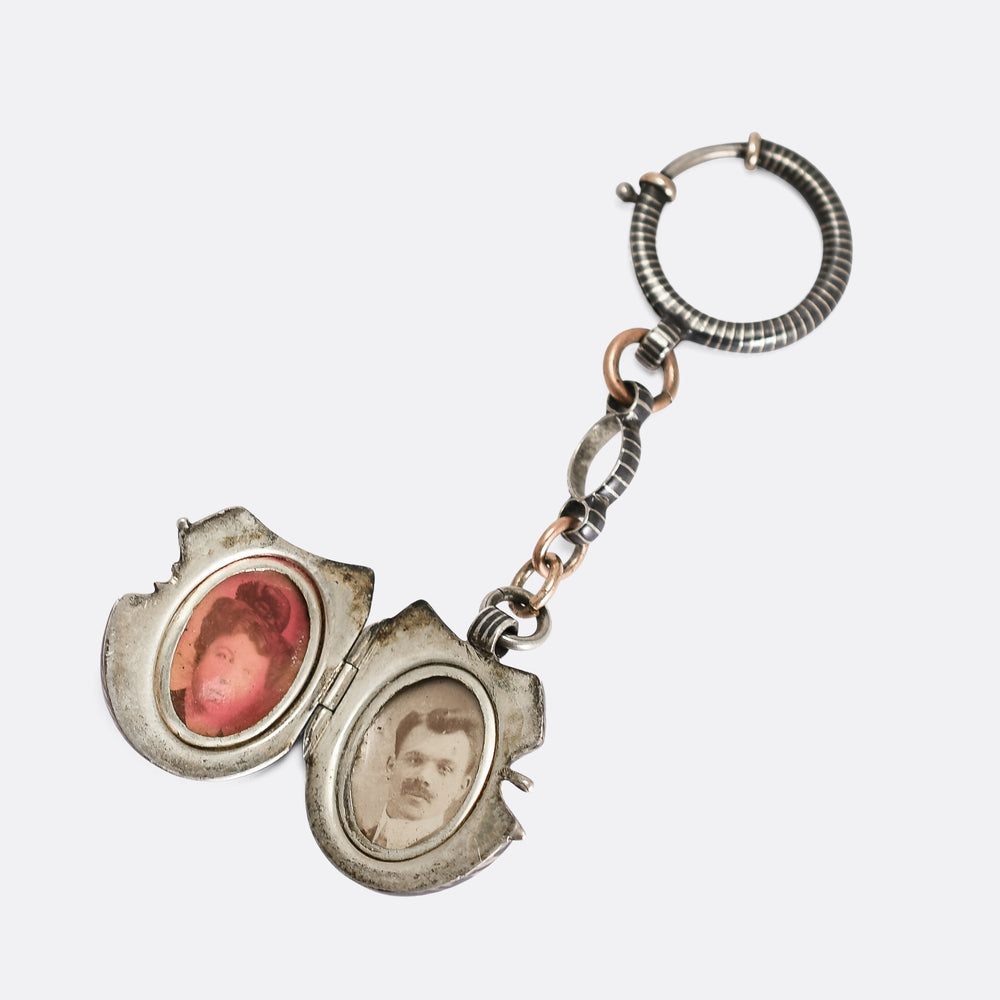 Victorian Niello Silver Saddle Locket