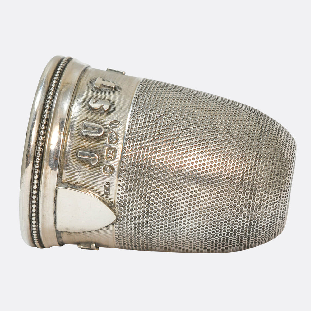 Victorian Novelty Silver Just A Thimbleful Shot Glass