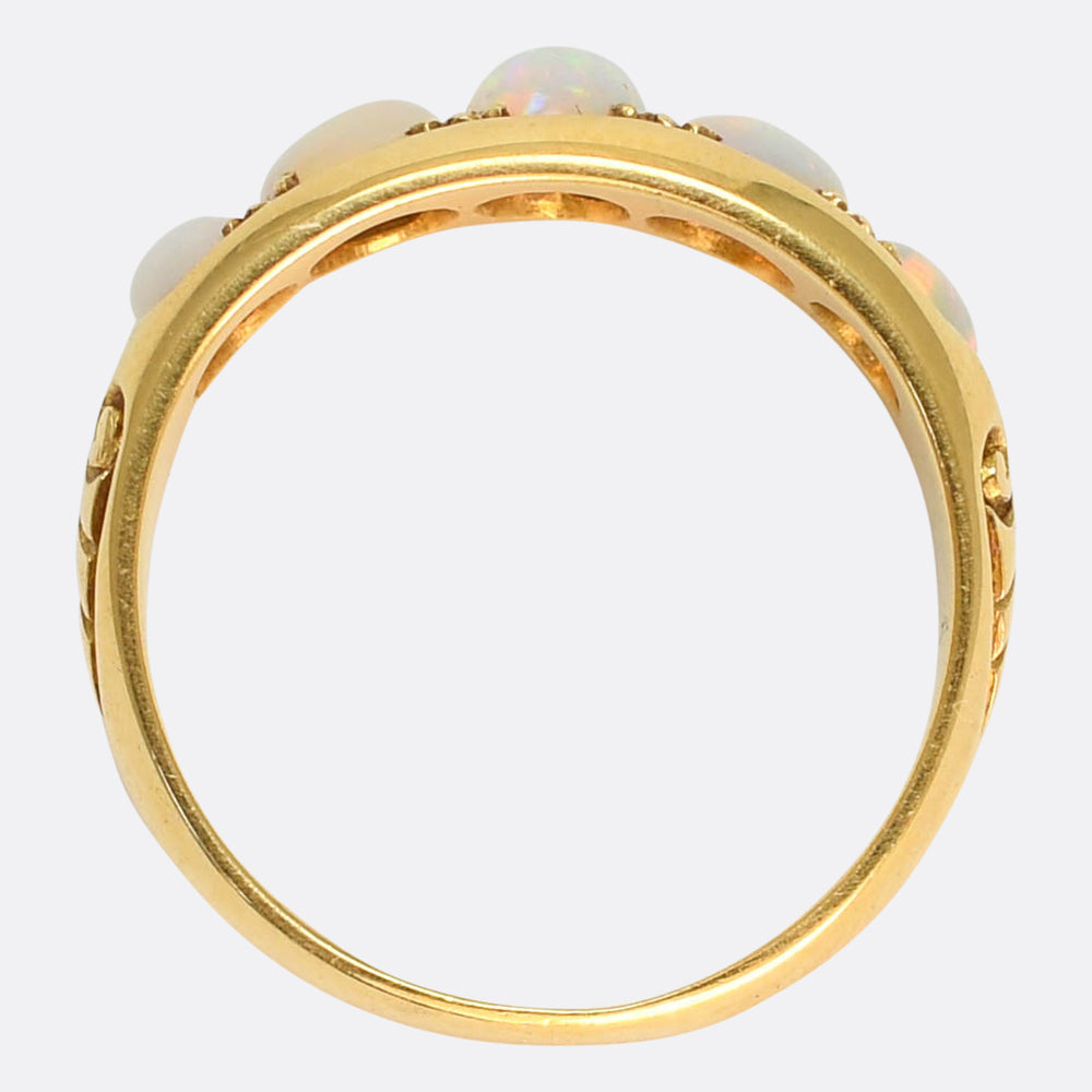 Victorian Opal 5-Stone Cigar Band Ring