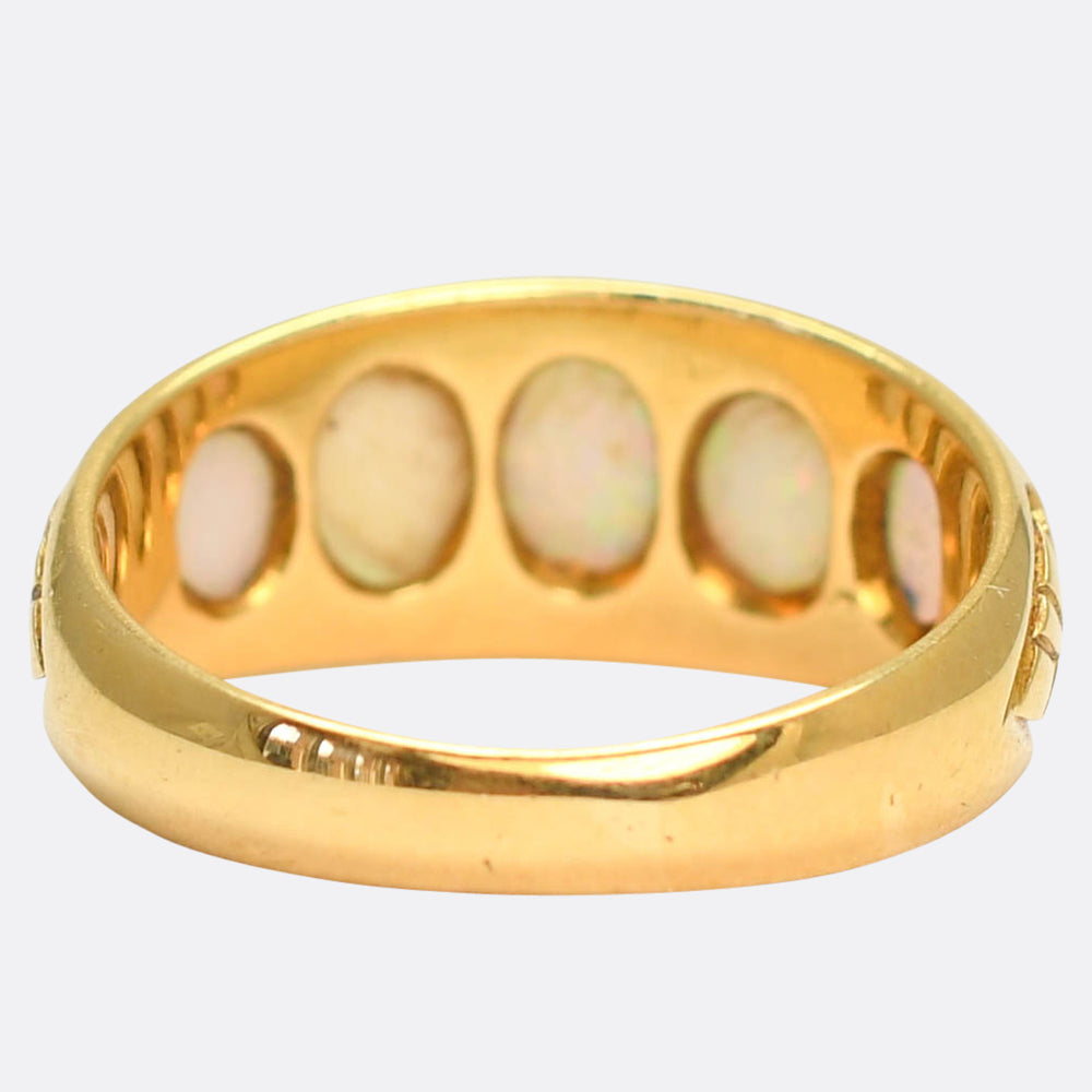 Victorian Opal 5-Stone Cigar Band Ring