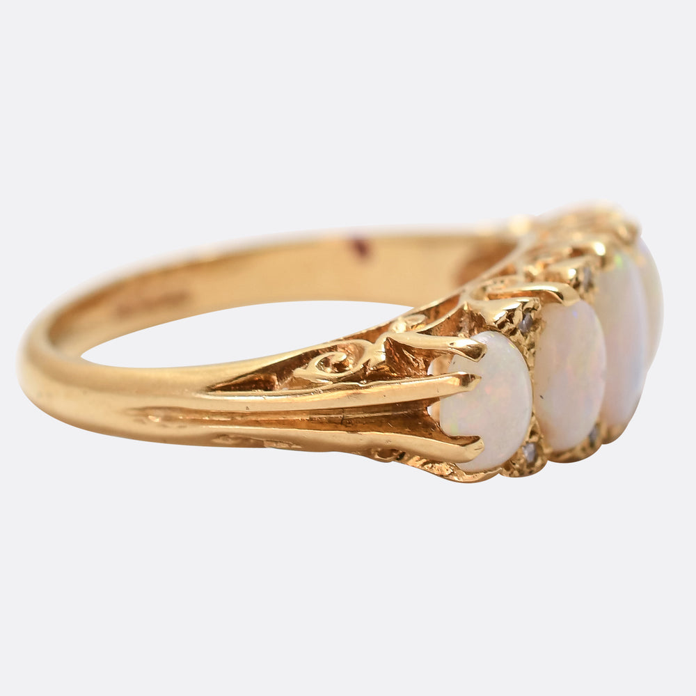 Victorian Opal & Diamond 5-Stone Ring