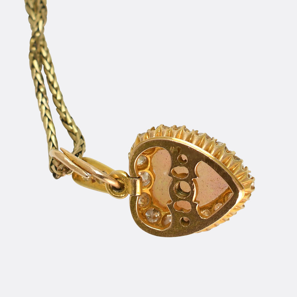 Victorian Opal & Diamond Heart Cluster Necklace