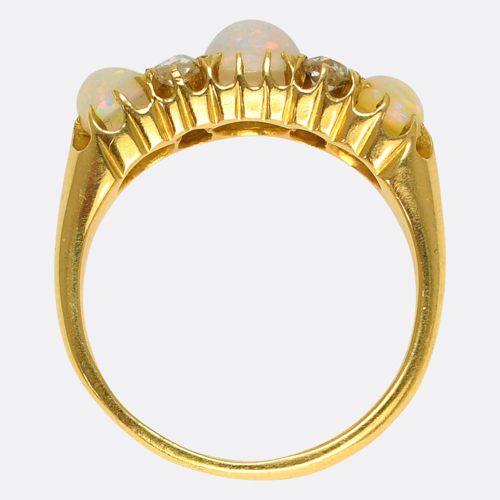 Victorian Opal & Diamond Ring with Heart Box