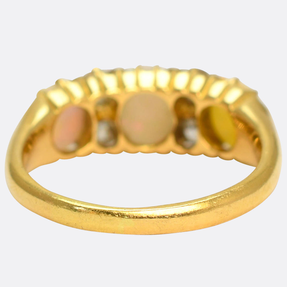 Victorian Opal & Diamond Ring with Heart Box