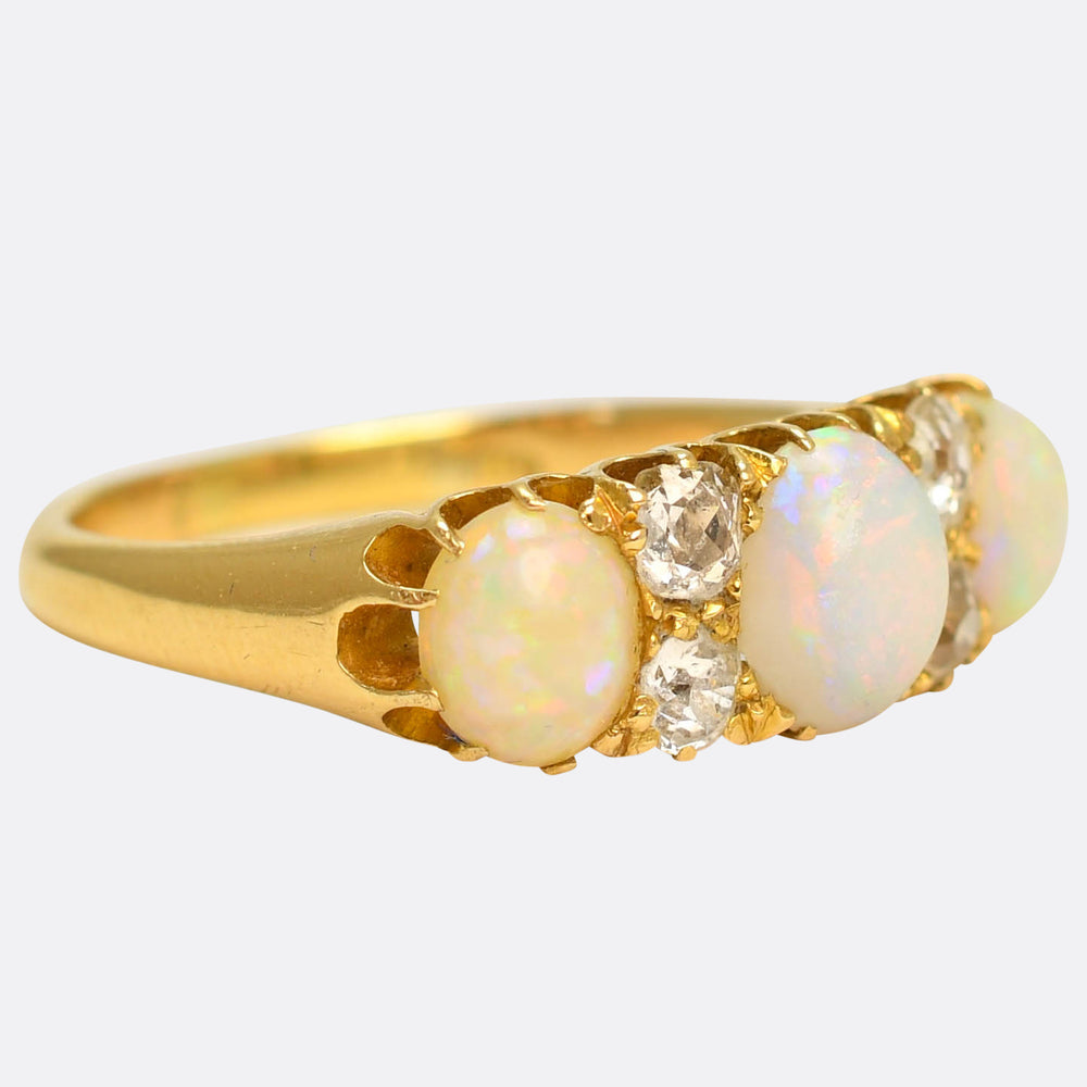 Victorian Opal & Diamond Ring with Heart Box