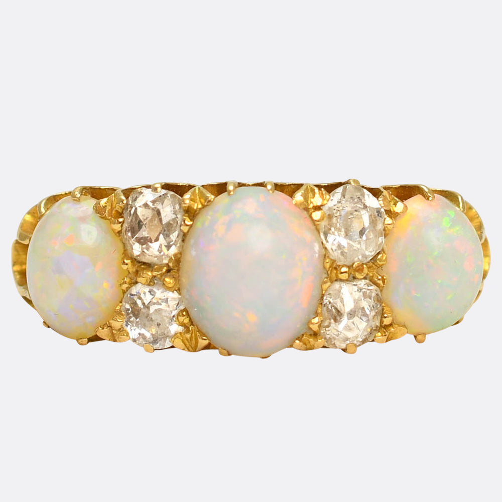 Victorian Opal & Diamond Ring with Heart Box