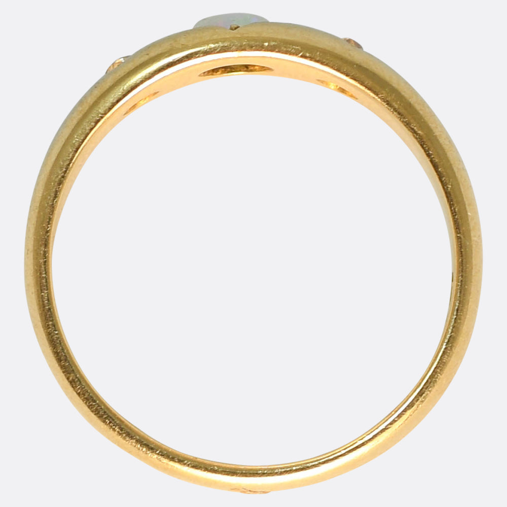 Victorian Opal & Diamond Star-Set Gypsy Ring